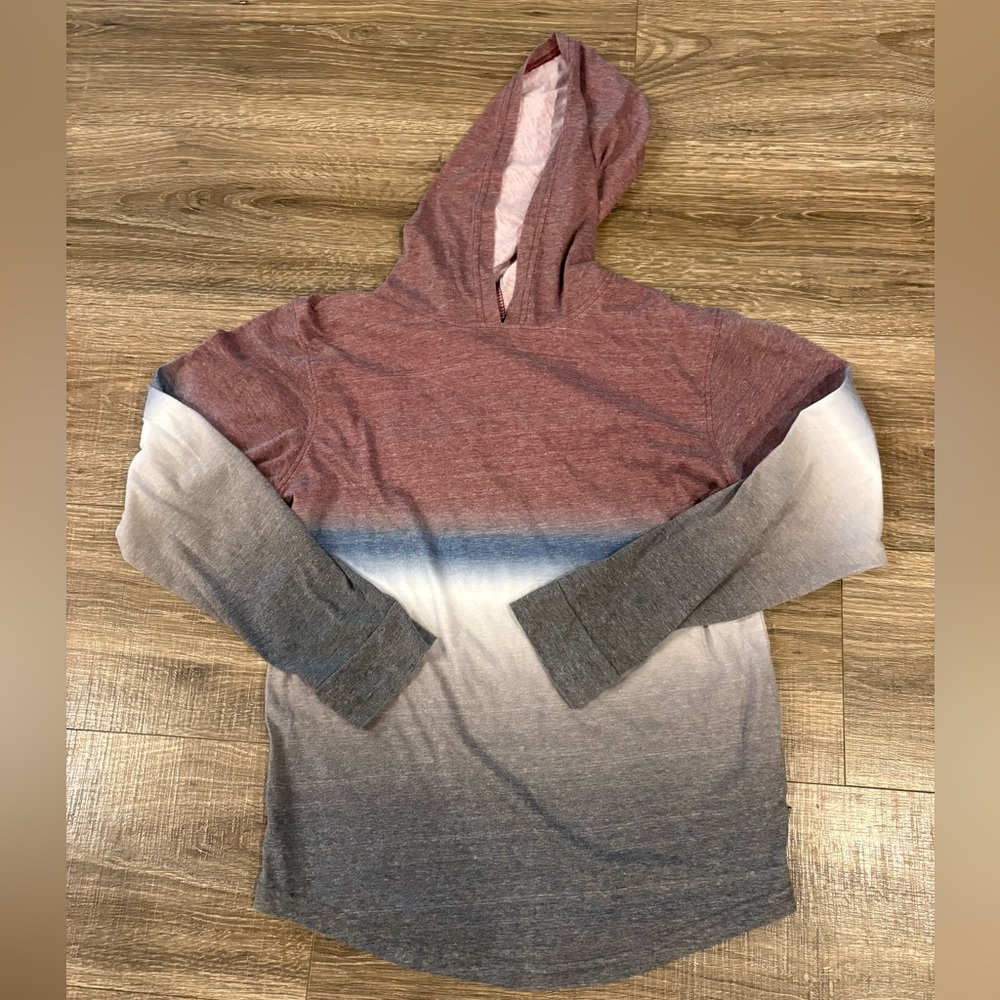 Ocean Current Maroon and Teal Hooded Top